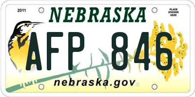 NE license plate AFP846