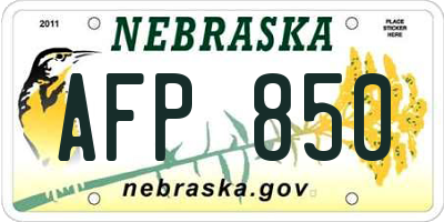 NE license plate AFP850