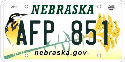 NE license plate AFP851
