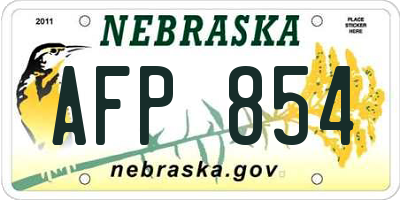 NE license plate AFP854