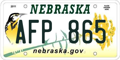 NE license plate AFP865