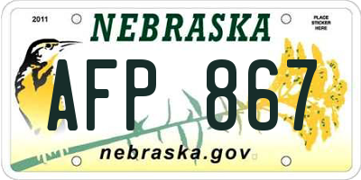 NE license plate AFP867