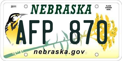 NE license plate AFP870