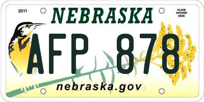 NE license plate AFP878