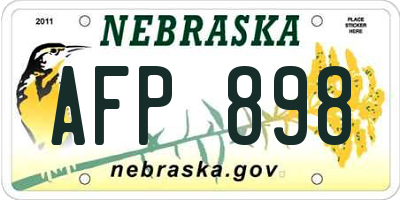 NE license plate AFP898