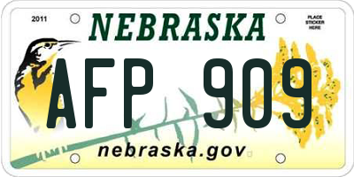 NE license plate AFP909