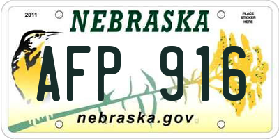 NE license plate AFP916