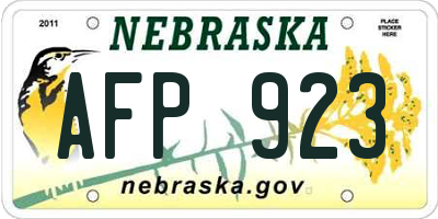 NE license plate AFP923