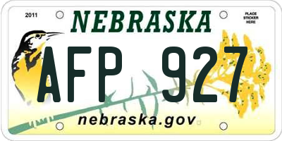 NE license plate AFP927