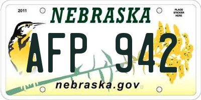 NE license plate AFP942