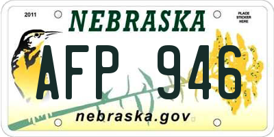 NE license plate AFP946