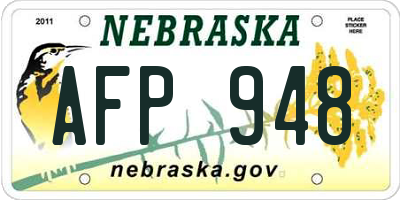 NE license plate AFP948