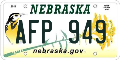 NE license plate AFP949