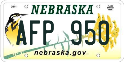 NE license plate AFP950