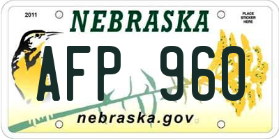 NE license plate AFP960