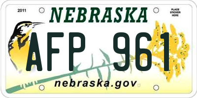 NE license plate AFP961