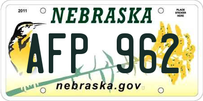 NE license plate AFP962