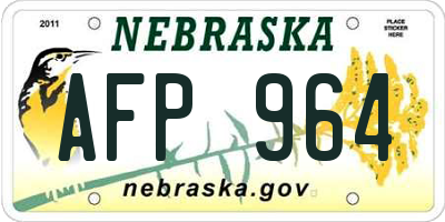 NE license plate AFP964