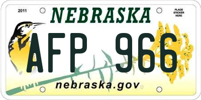 NE license plate AFP966