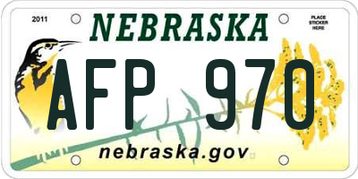 NE license plate AFP970