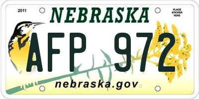 NE license plate AFP972