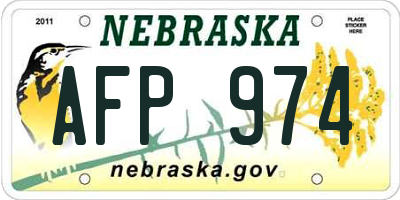 NE license plate AFP974