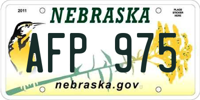 NE license plate AFP975