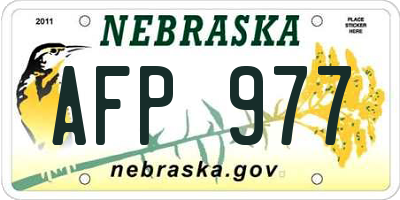 NE license plate AFP977