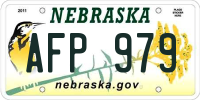NE license plate AFP979