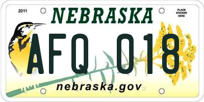 NE license plate AFQ018