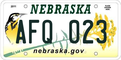 NE license plate AFQ023