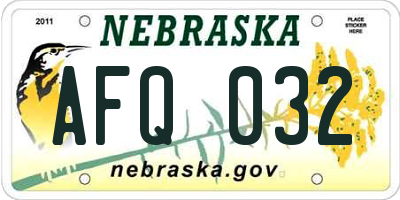 NE license plate AFQ032