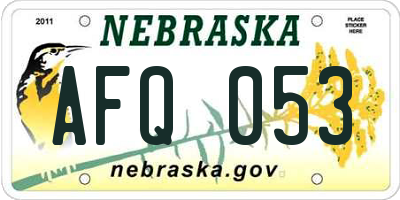 NE license plate AFQ053