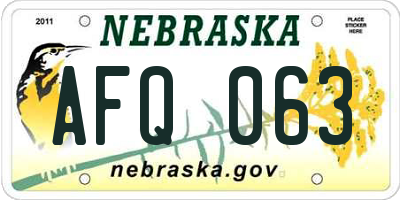 NE license plate AFQ063