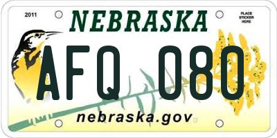 NE license plate AFQ080