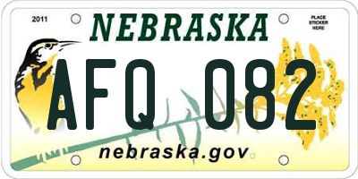NE license plate AFQ082