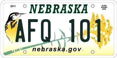 NE license plate AFQ101