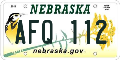 NE license plate AFQ112