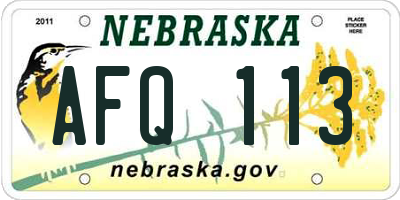 NE license plate AFQ113