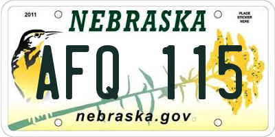 NE license plate AFQ115