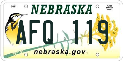 NE license plate AFQ119