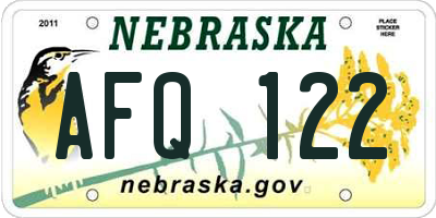 NE license plate AFQ122