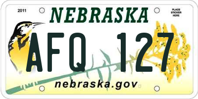 NE license plate AFQ127