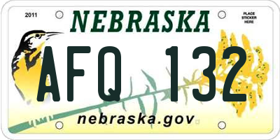NE license plate AFQ132