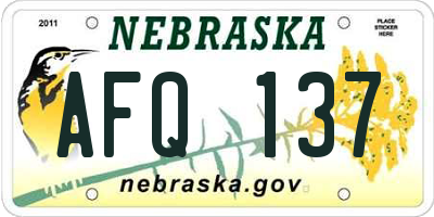 NE license plate AFQ137