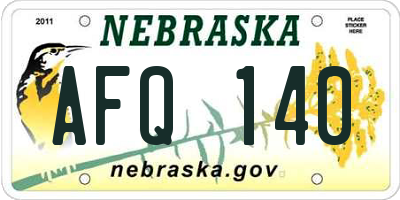 NE license plate AFQ140