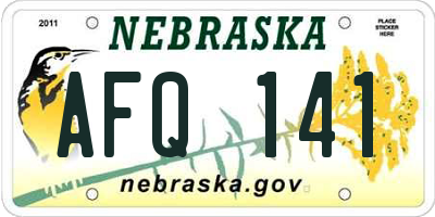 NE license plate AFQ141