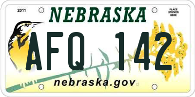 NE license plate AFQ142