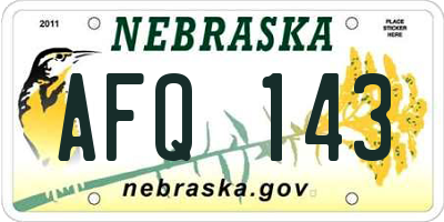 NE license plate AFQ143