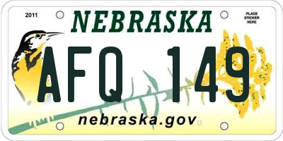NE license plate AFQ149